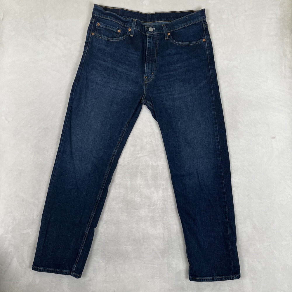 Levi's 505 Jeans Mens 36x30 Blue Regular Straight Stretch Denim Dark Wash Pants
